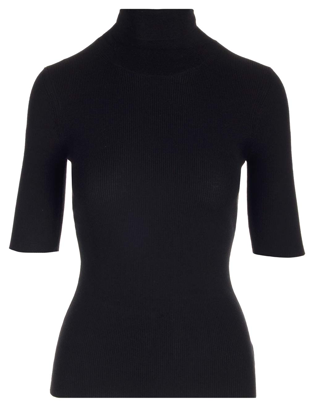 Theory Leenda R Ribbed Merino Wool-blend Turtleneck Sweater In Black