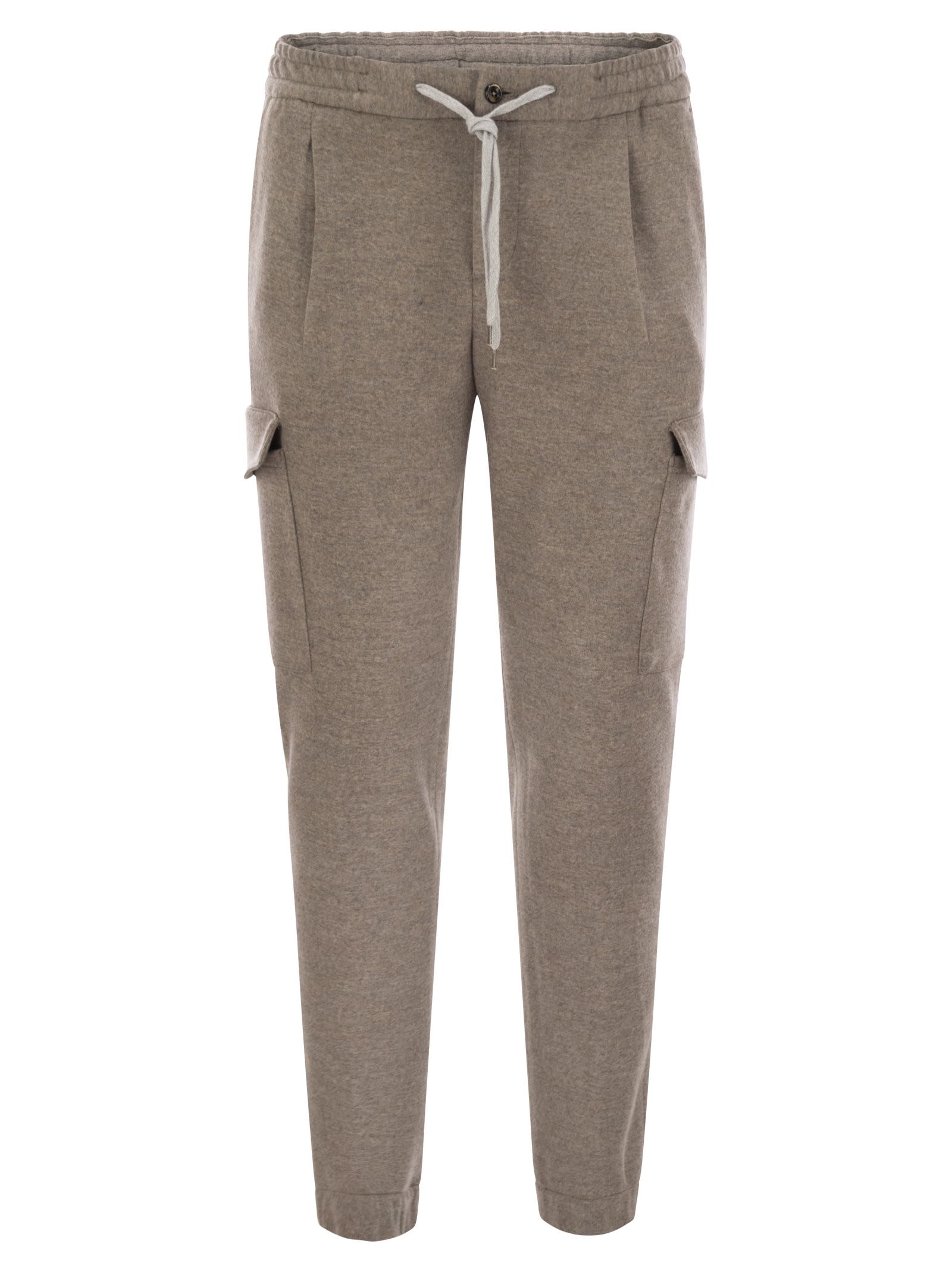 Shop Pt Torino Virgin Wool Cargo Jogger Trousers In Hazelnut