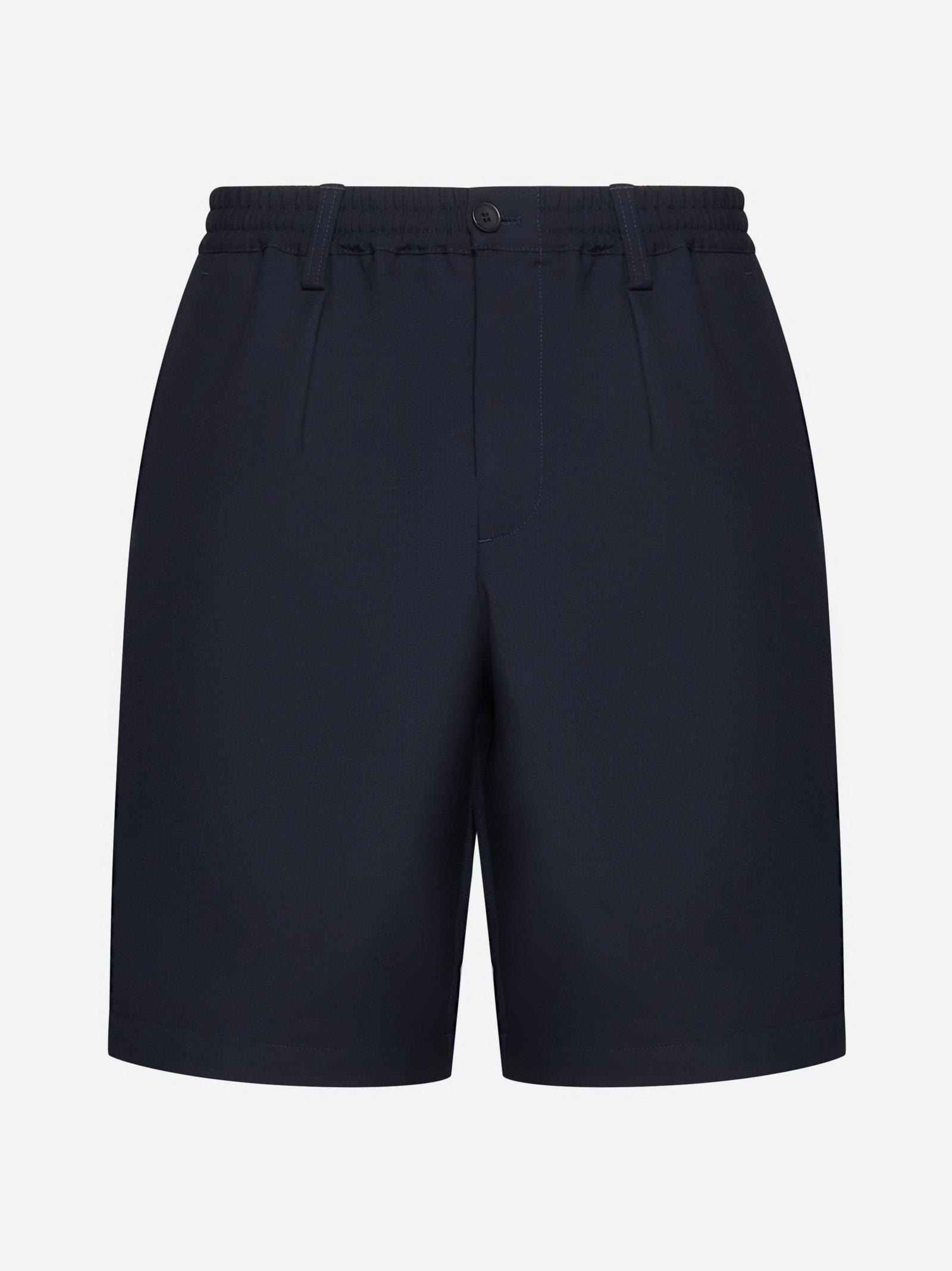 Shop Marni Virgin Wool Shorts In Blue