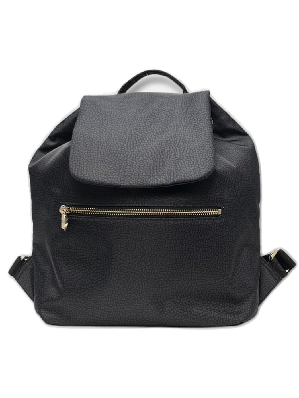 Shop Borbonese Drawstring Medium Backpack  In Black