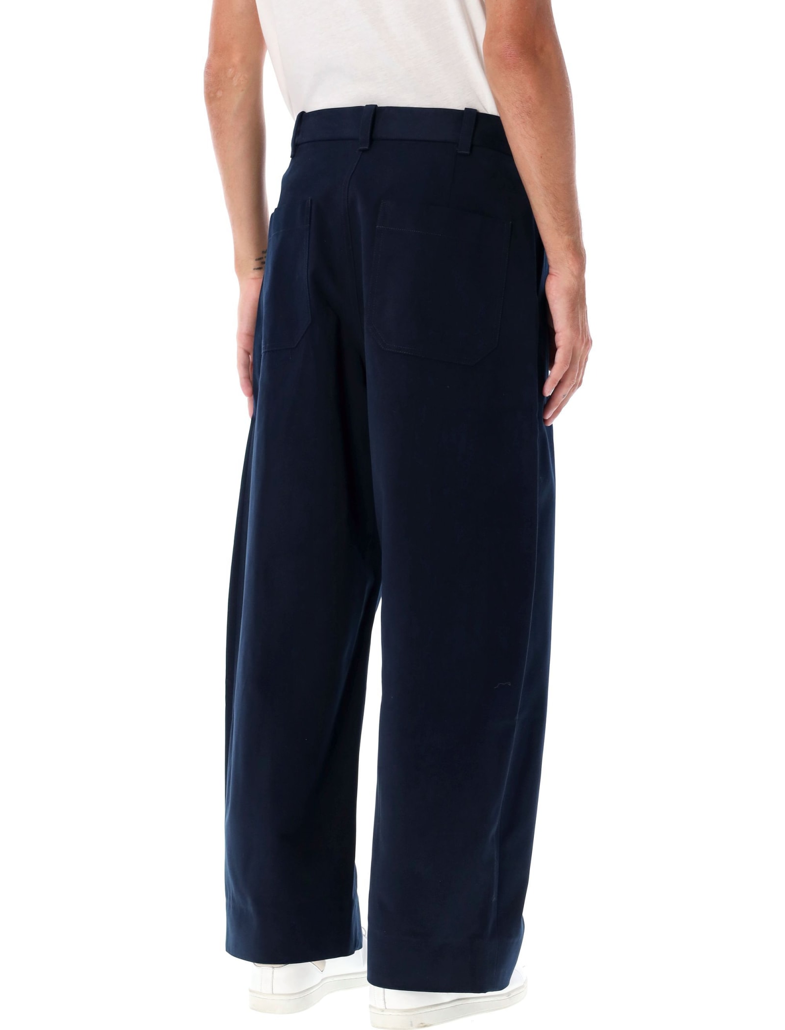 Shop Studio Nicholson Sorte Chino Pants In Dark Navy