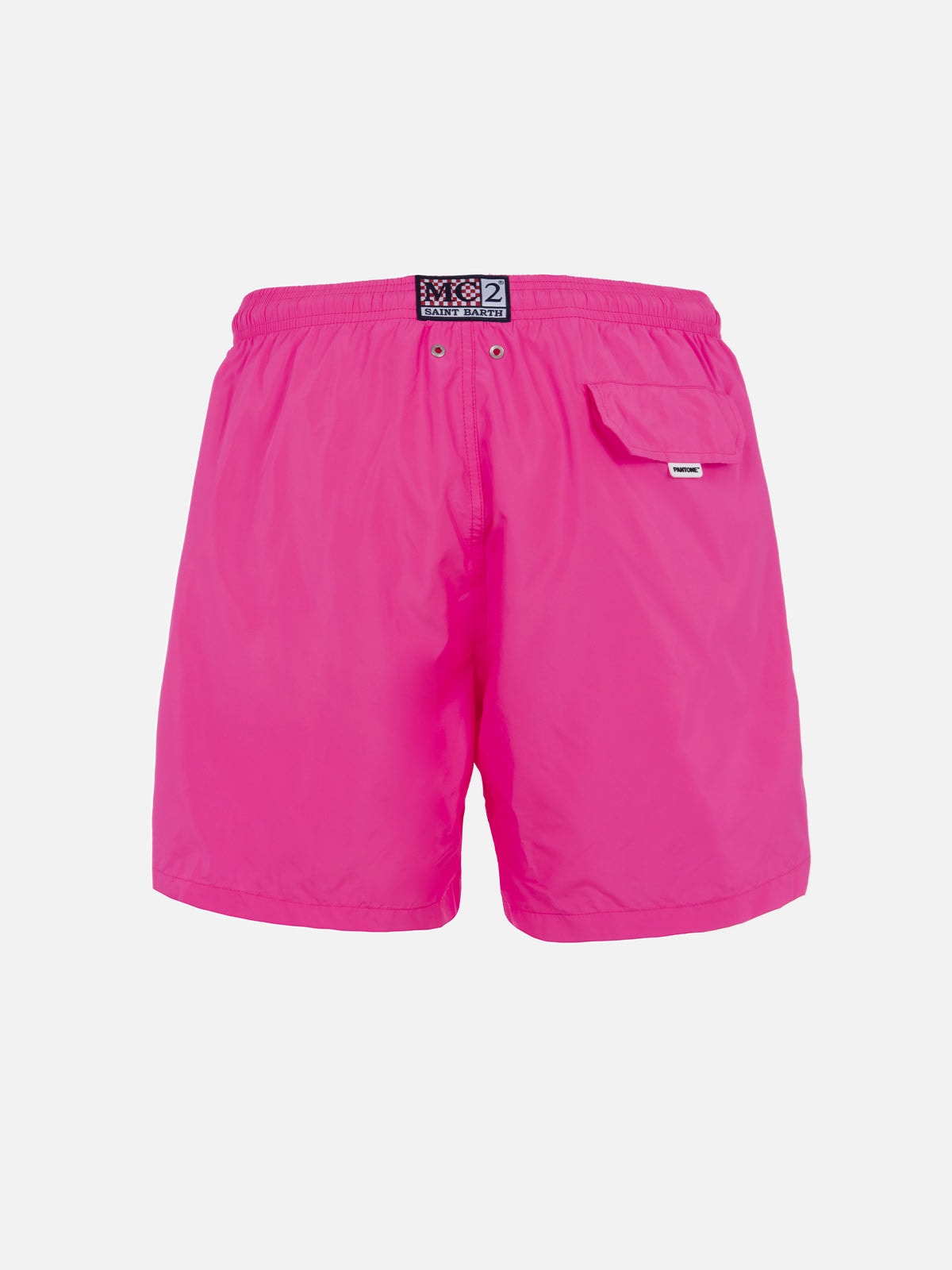 Shop Mc2 Saint Barth Man Lightweight Fabric Fluo Pink Swim Shorts Lighting Pantone Pantone® Special Edition