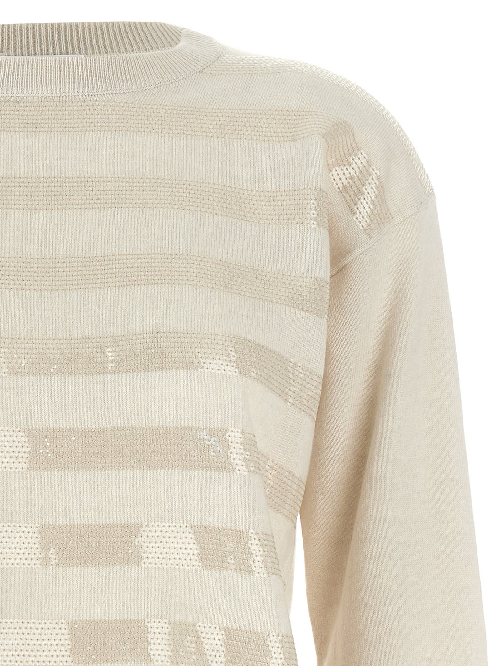Shop Brunello Cucinelli Sequin Sweater In White