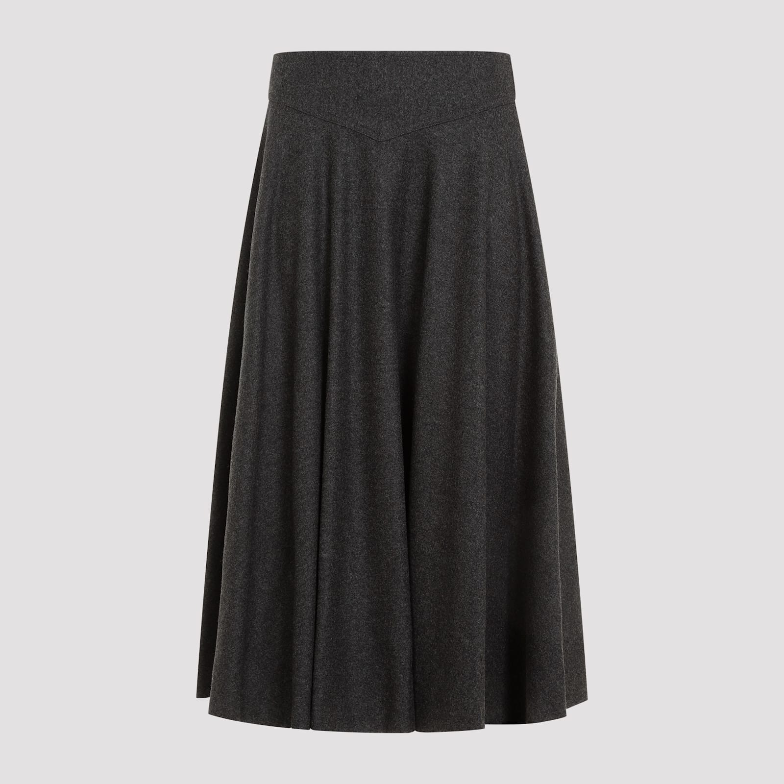 Shop Ralph Lauren Jannine Midi Wool Skirt In Medium Grey