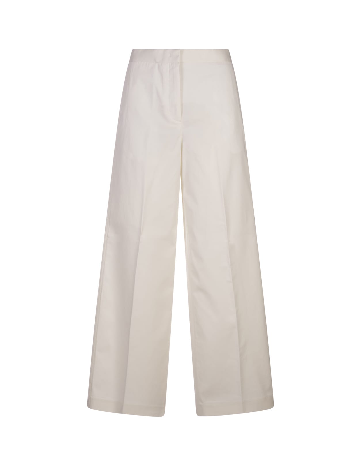 Shop Fabiana Filippi Wide White Gabardine Trousers