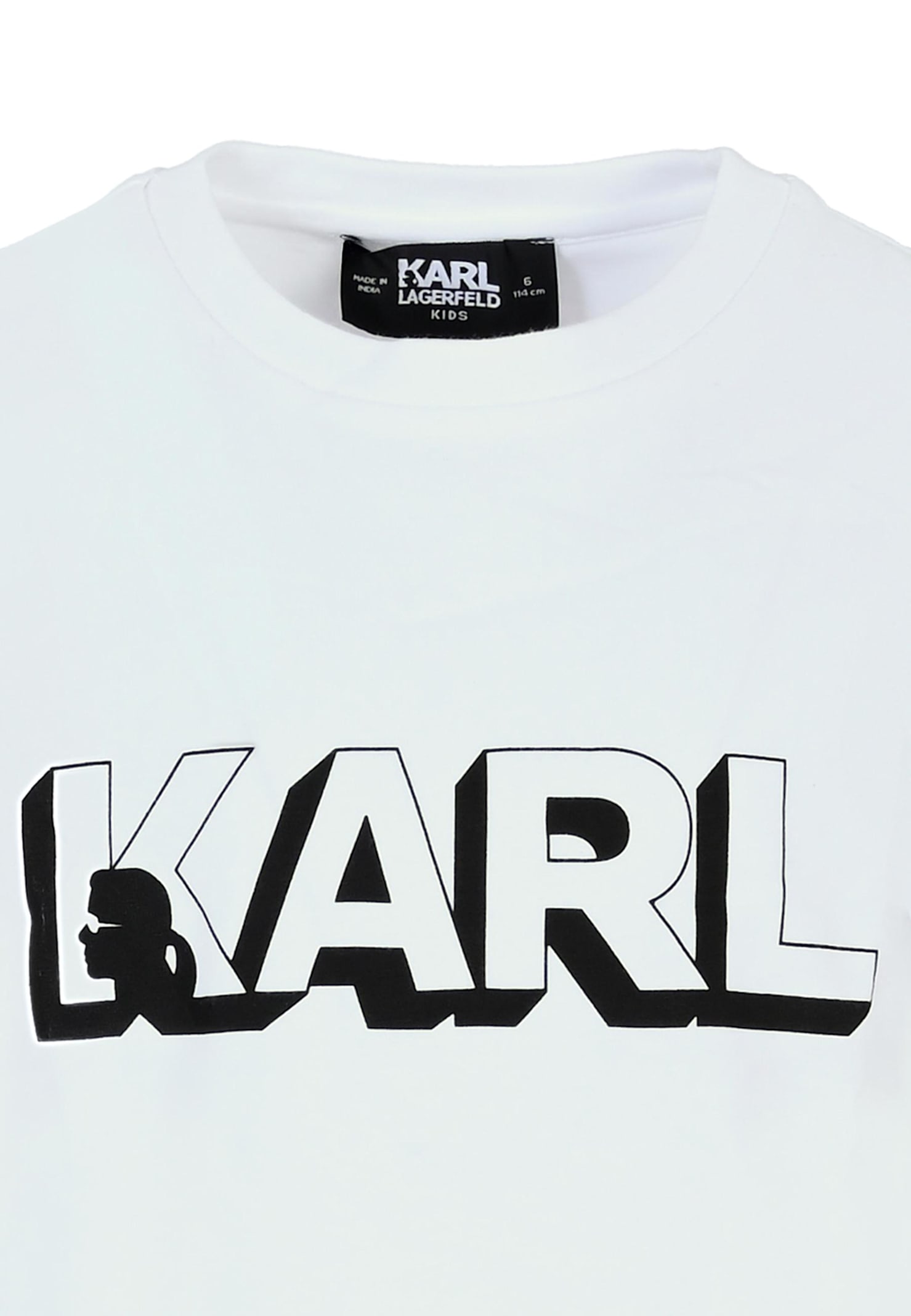 Karl Lagerfeld White T-shirt For Kids With Logo In White