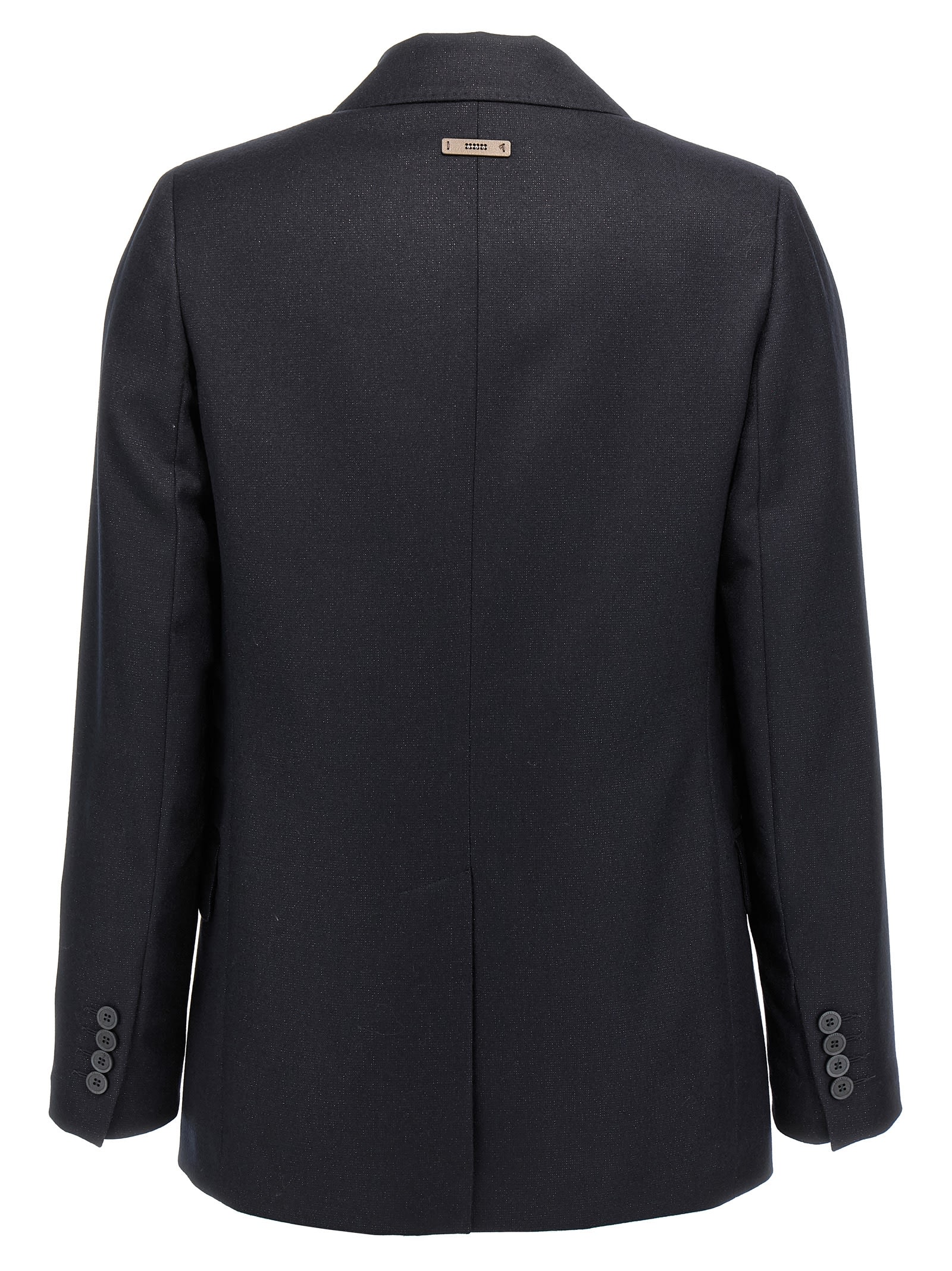 Peserico Shiny Blazer With Lapel And Pockets In Blue