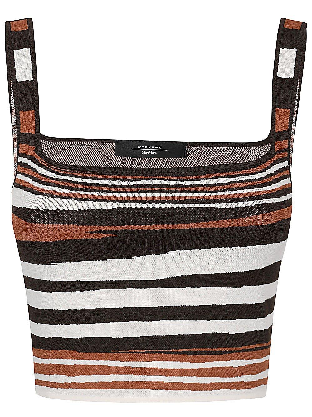 Shop Weekend Max Mara Striped Sleeveless Cropped Tank Top In Multicolour