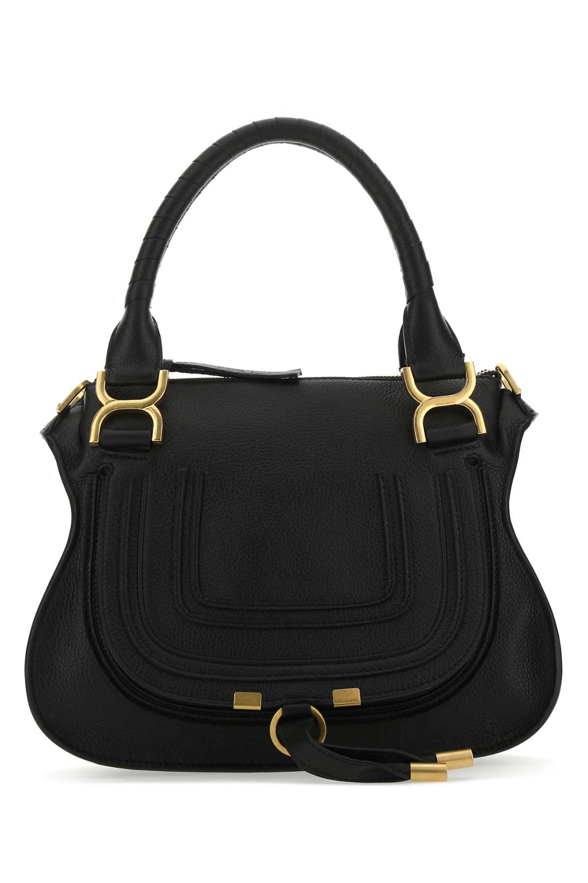 Shop Chloé Black Leather Medium Marcie Handbag In 001