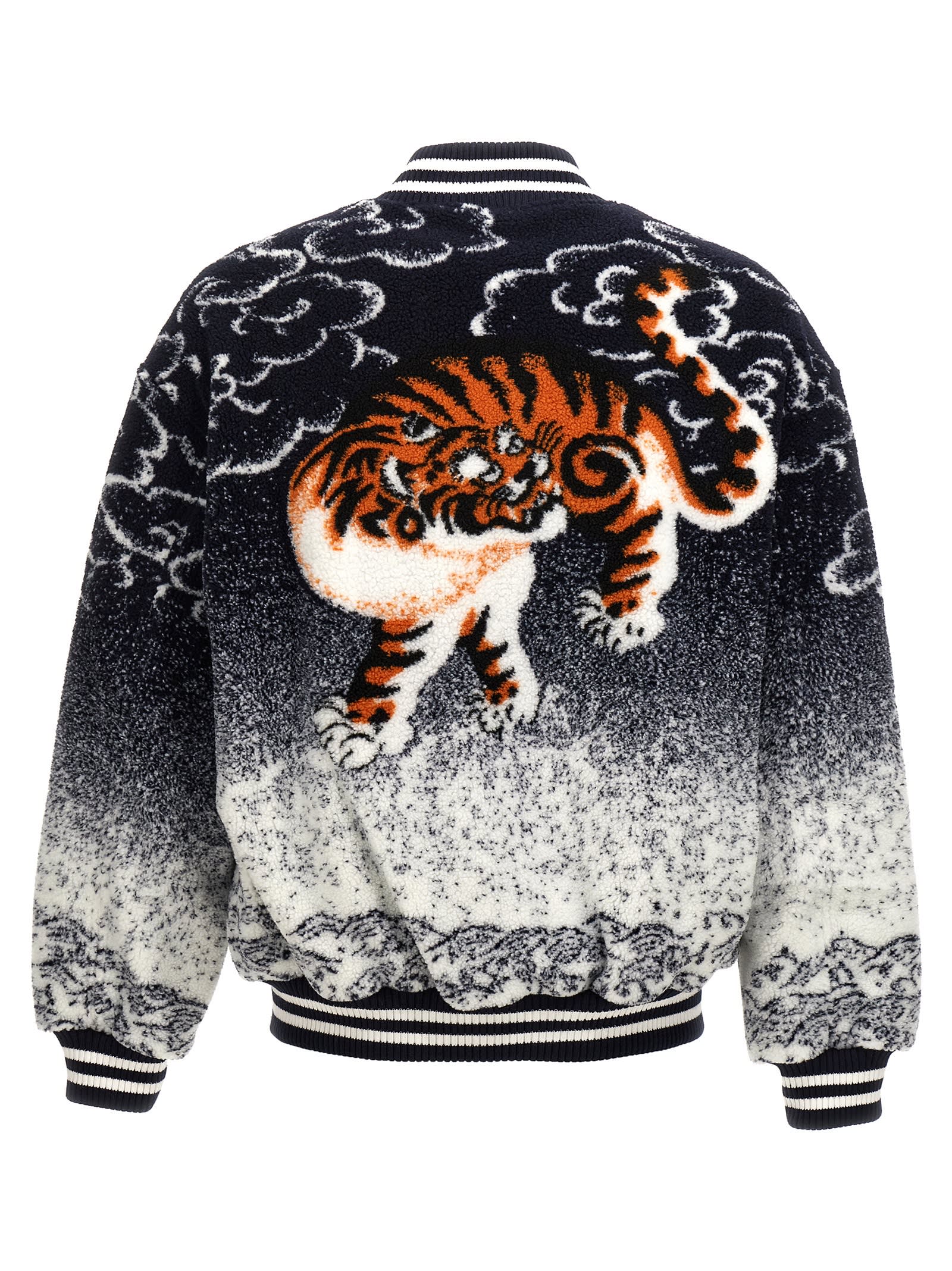 Shop Kenzo Cloud Tiger Bomber Jacket In Blue/white