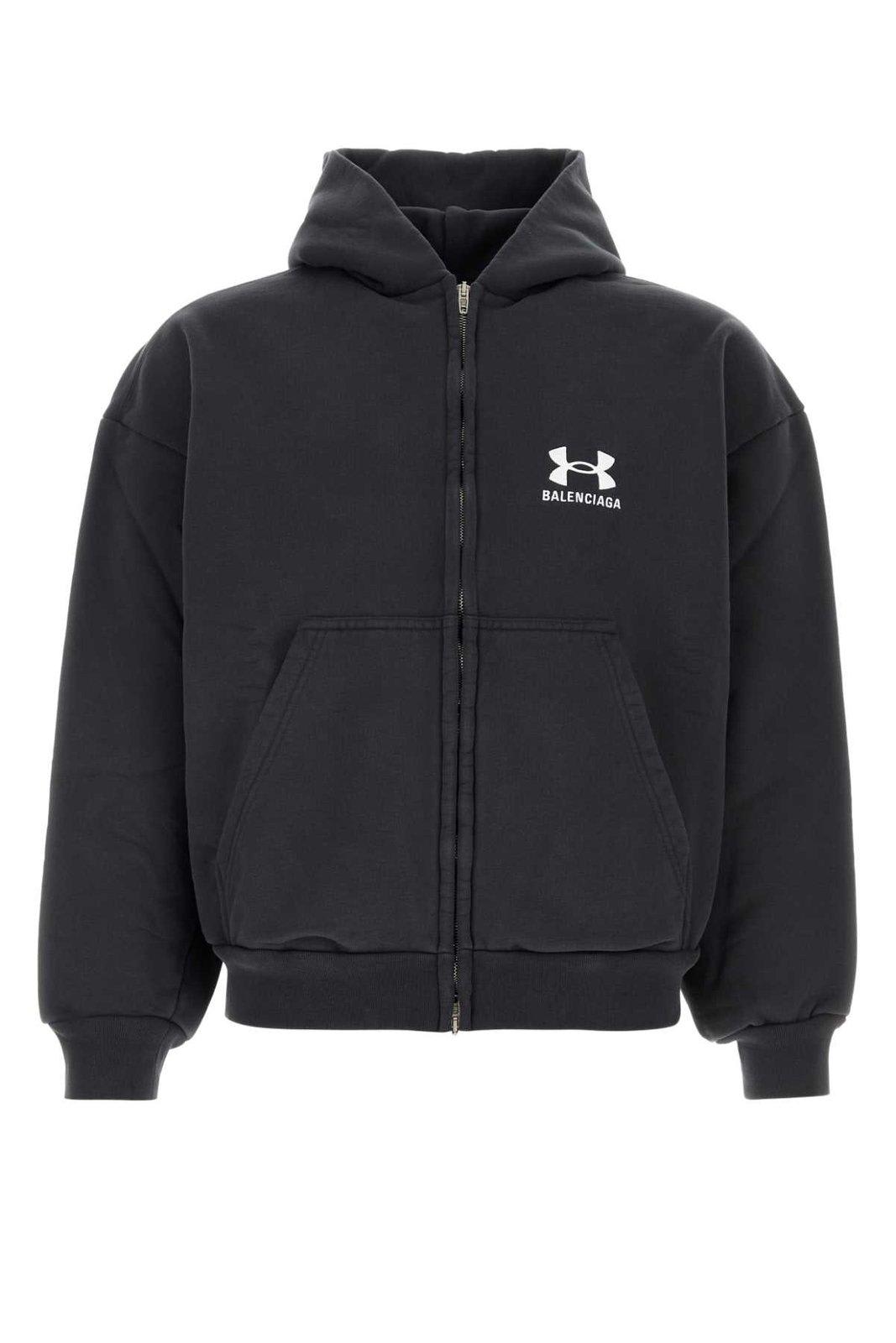 Logo Embroidered Zip-up Hoodie