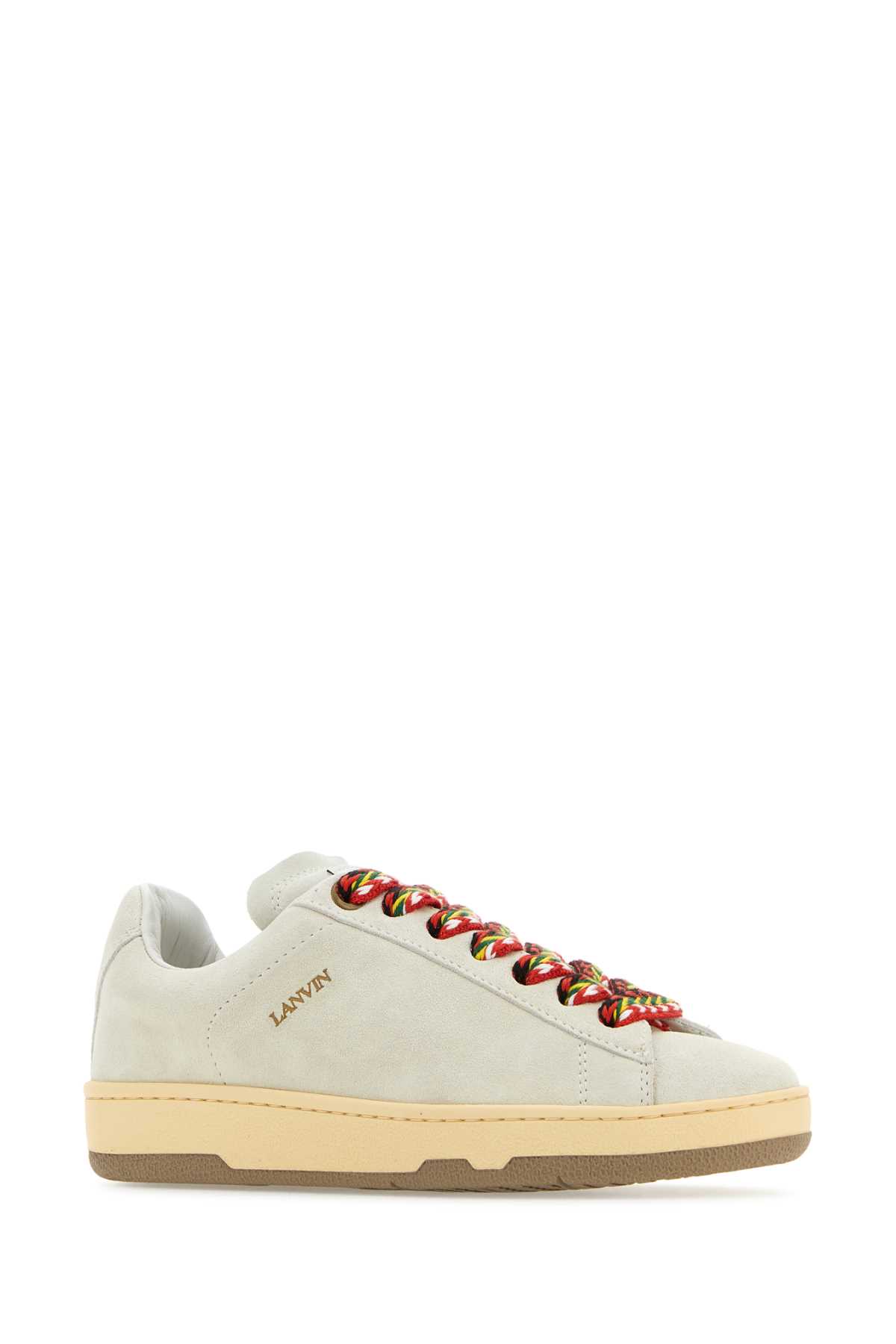 Shop Lanvin Chalk Suede Lite Curb Sneakers In White
