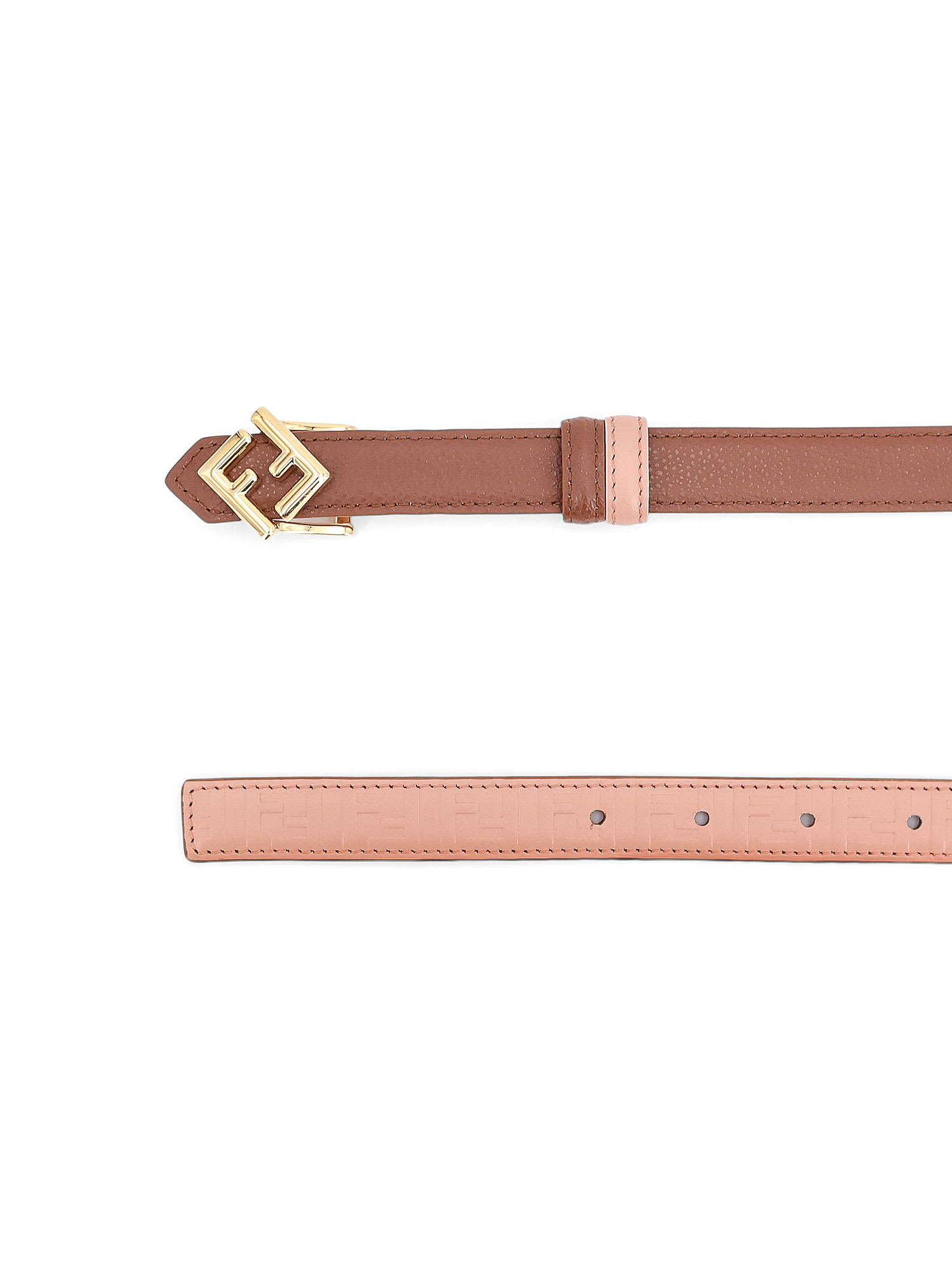Fendi Brown And Pink Leather Reversible Belt In Brown