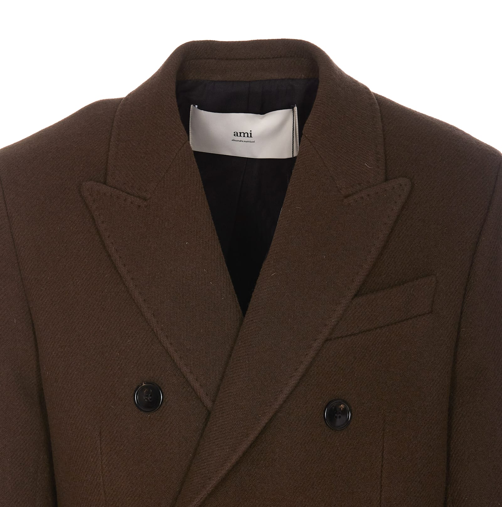 Shop Ami Alexandre Mattiussi Double Breasted Coat In Brown