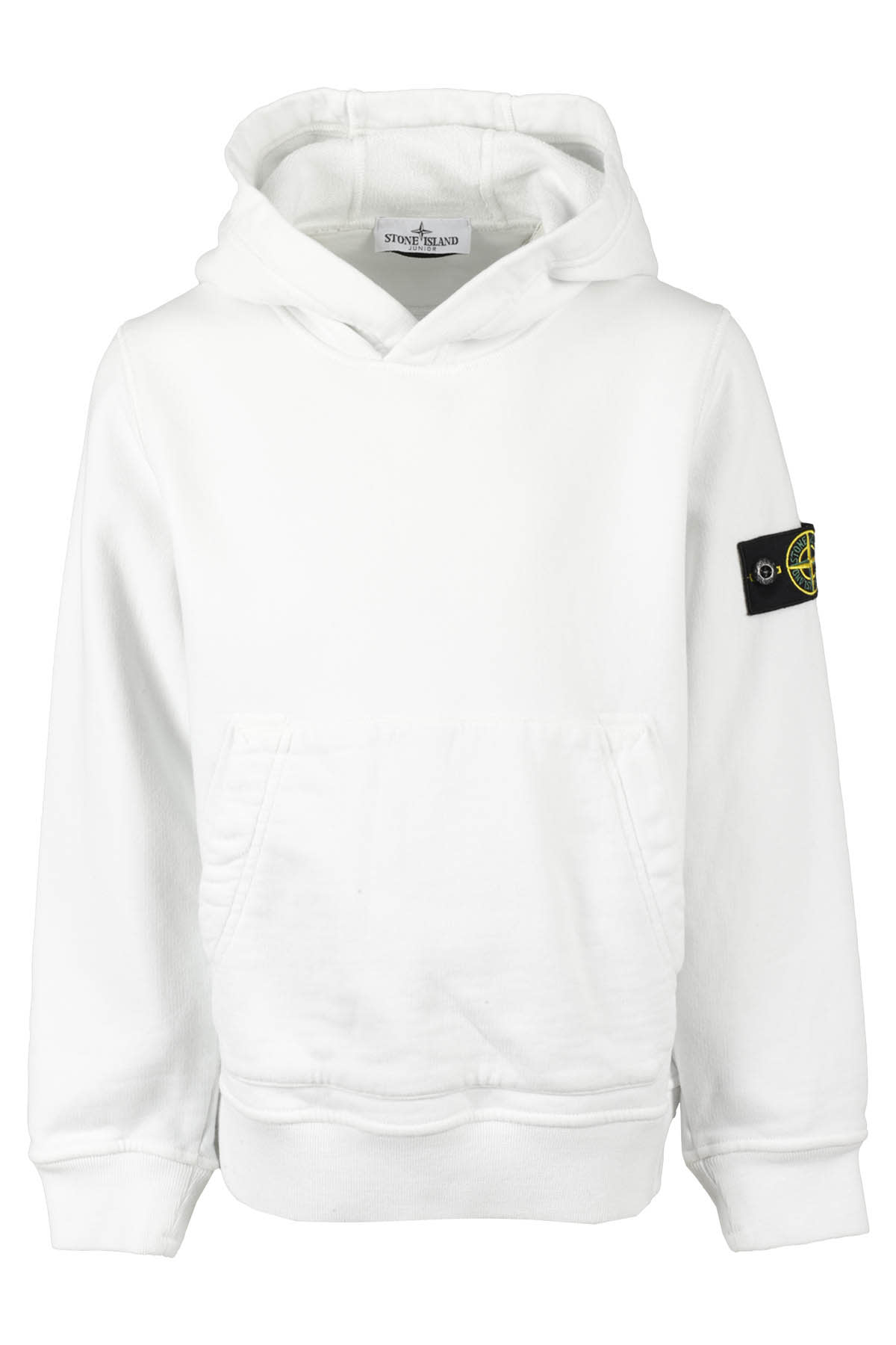 Stone Island Ivory Sweathirt For Boy With Compass In Ivory