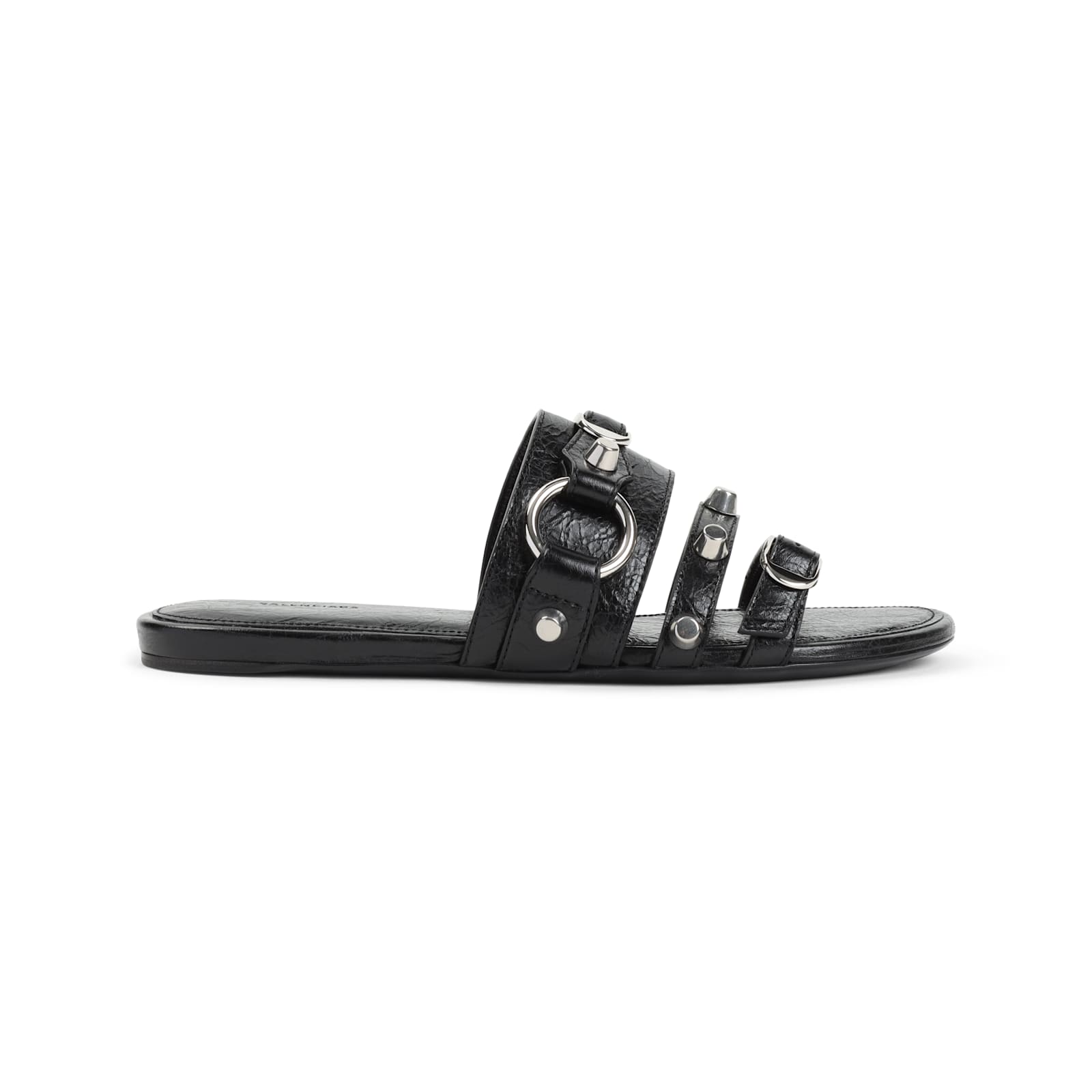 Balenciaga City Nappa Leather Flat Slides In Black