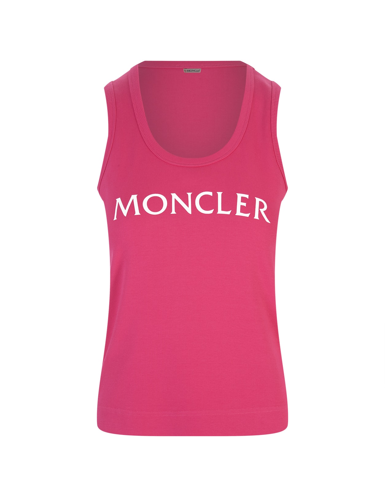 Moncler Logo Cotton Tank Top In Fucsia