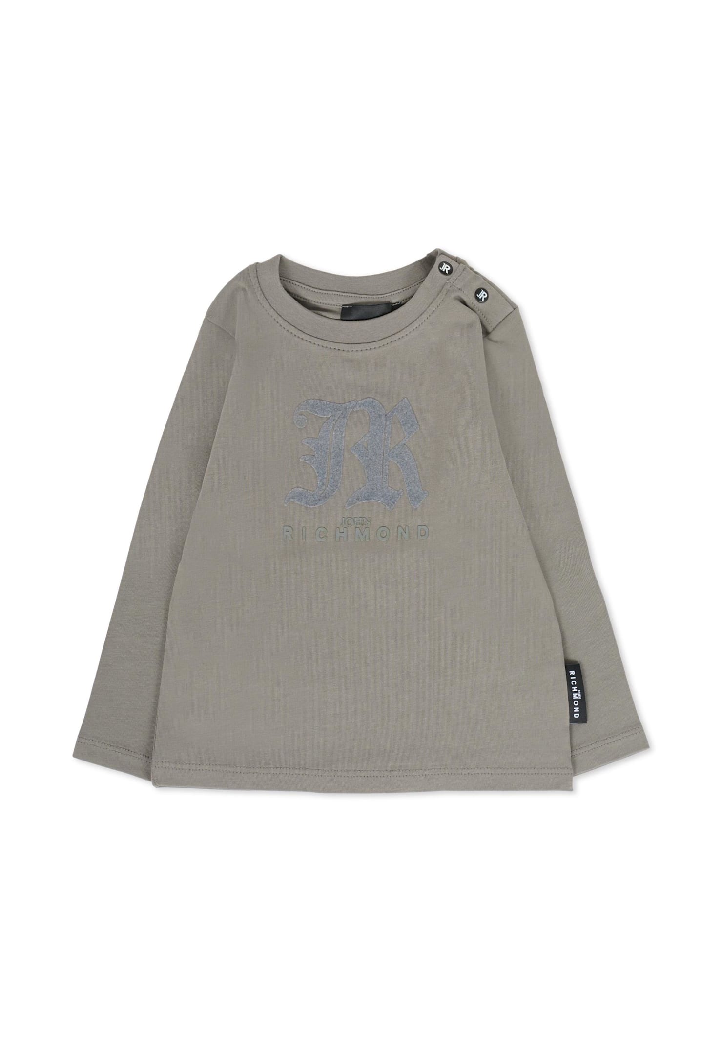 Richmond Grey T-shirt For Baby Boy With Velvet Logo In Gray