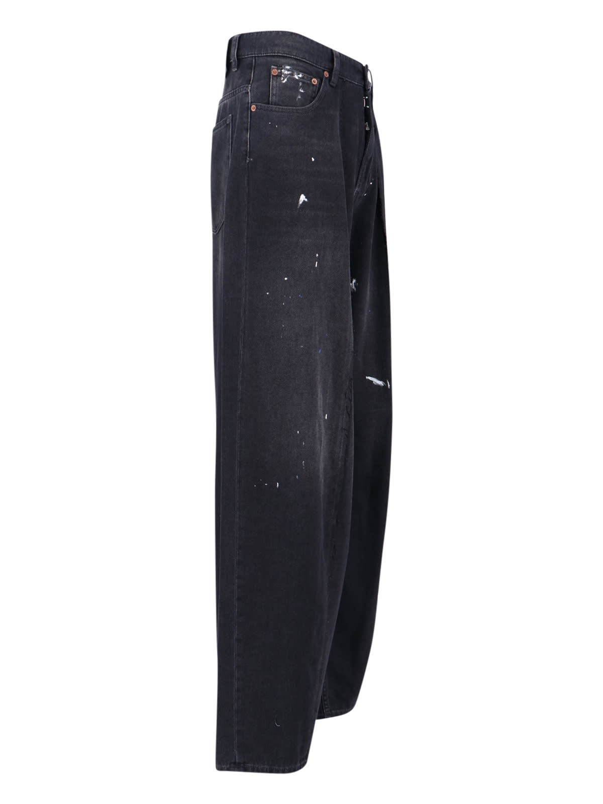 Mm6 Maison Margiela Baggy Jeans In Black Cotton Denim In Black