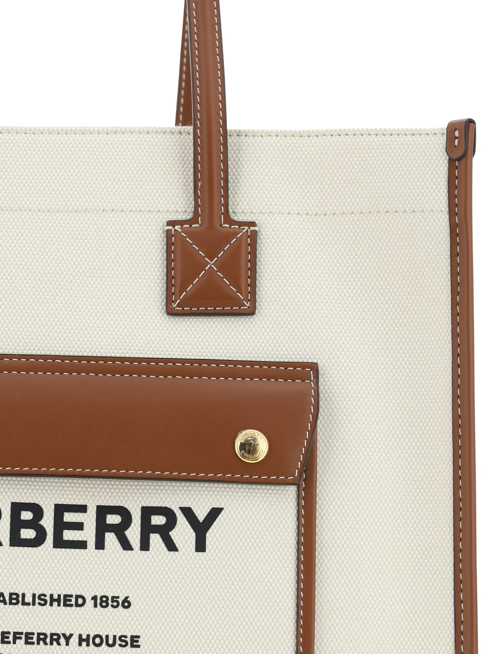 Shop Burberry Frey Shoulder Bag In Beige