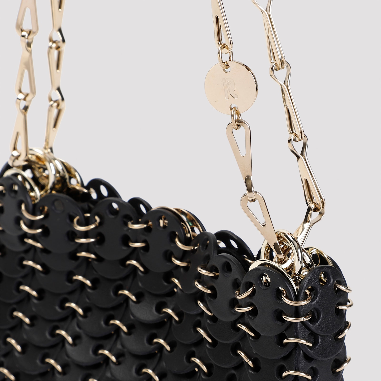 Rabanne 1969 Nano Sac A Man Cuir Bag In Black Gold