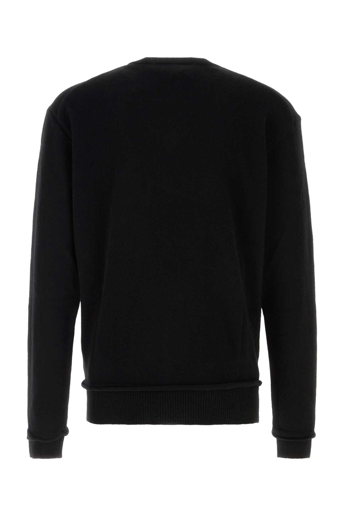 Our Legacy V-neck Wool Sweater With Ribbed Cuffs And Hem In Black