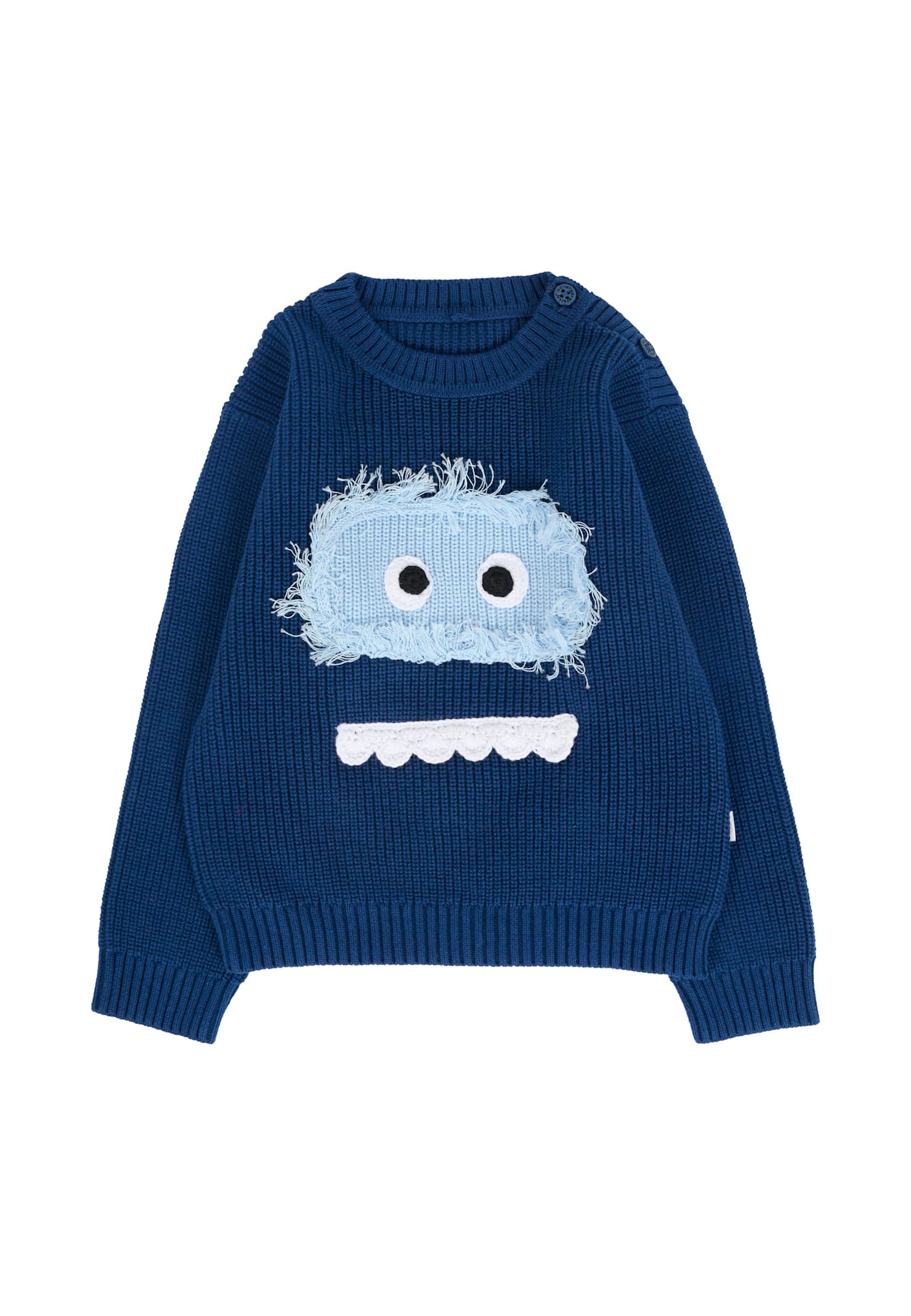 Stella Mccartney Blue Sweater For Baby Boy With Yeti In Blue