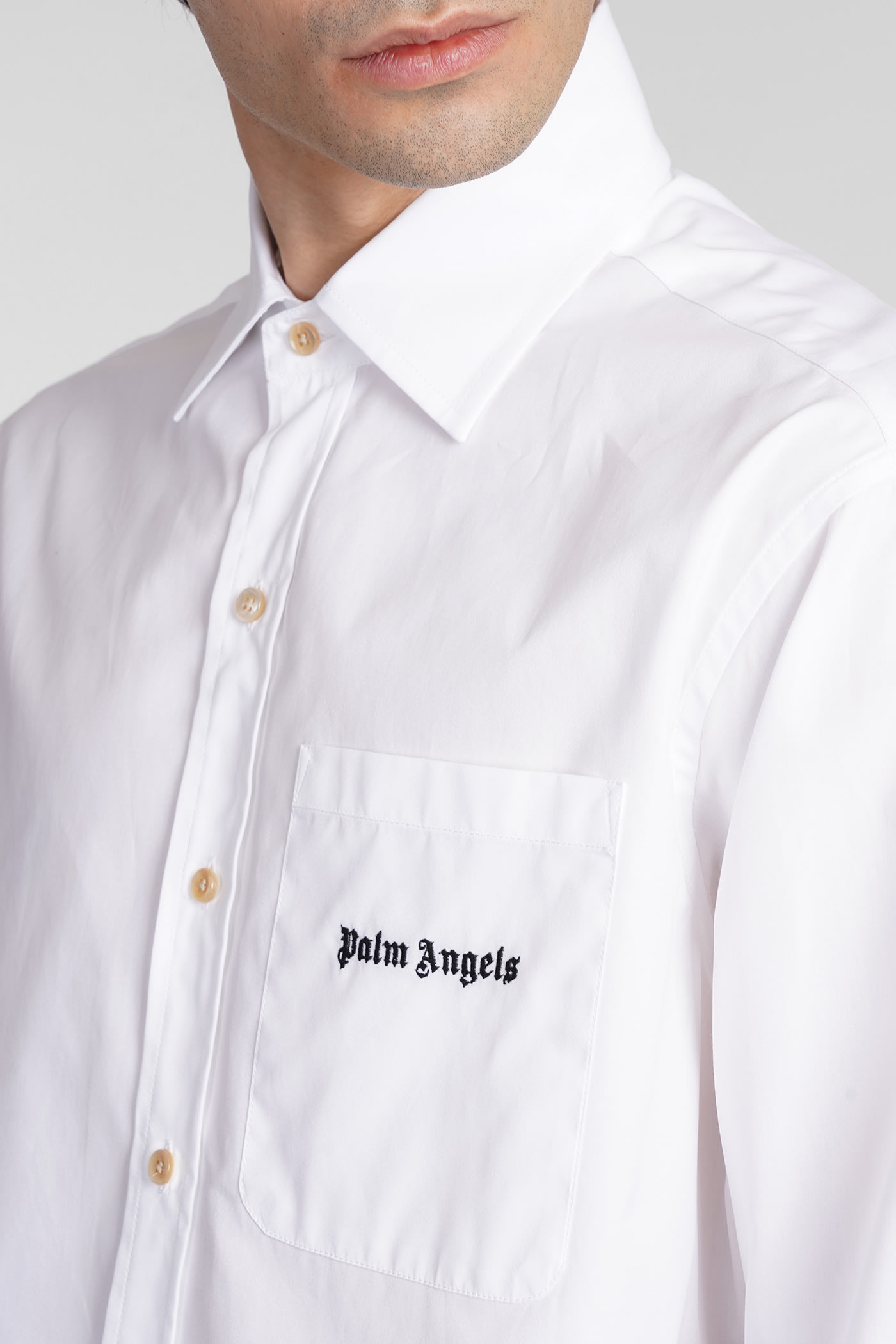 Shop Palm Angels Shirt In White Cotton