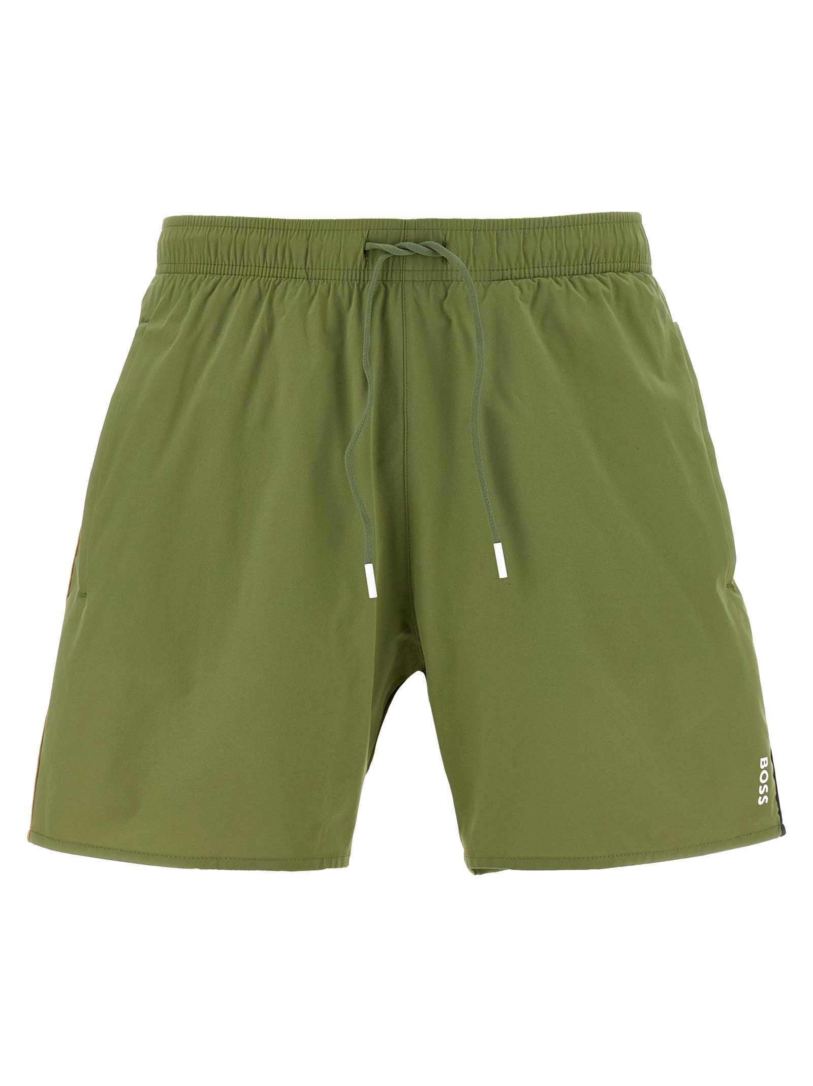 Hugo Boss Iconic Drawstring Swim Shorts In Green