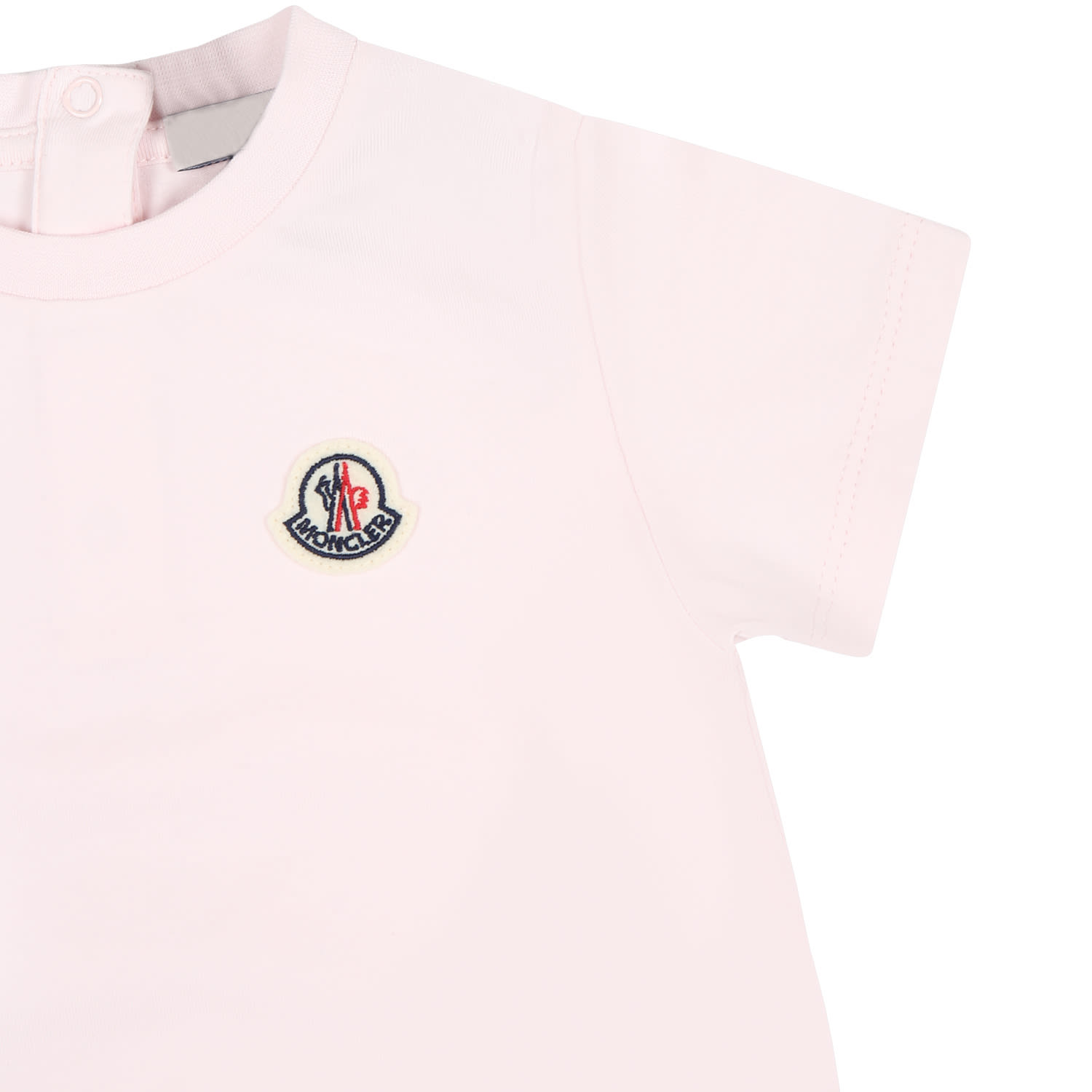 Shop Moncler Pink Dress For Baby Girl With Logo