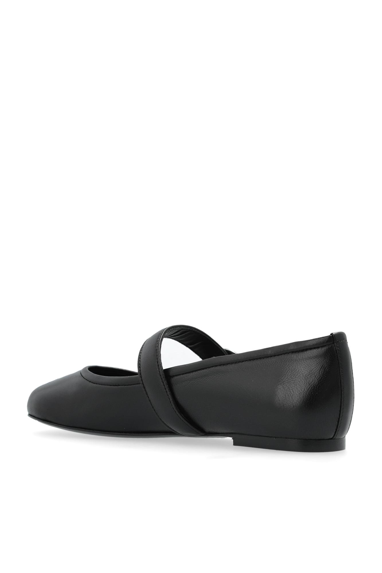 Coperni Black Ballerinas With Metallic Logo And Strap In Black