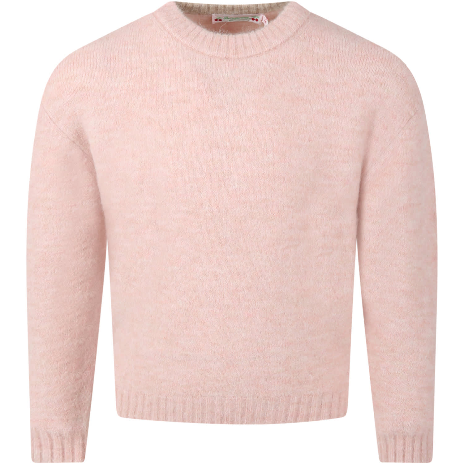 Bonpoint Pink Sweater For Girl With Iconic Cherries