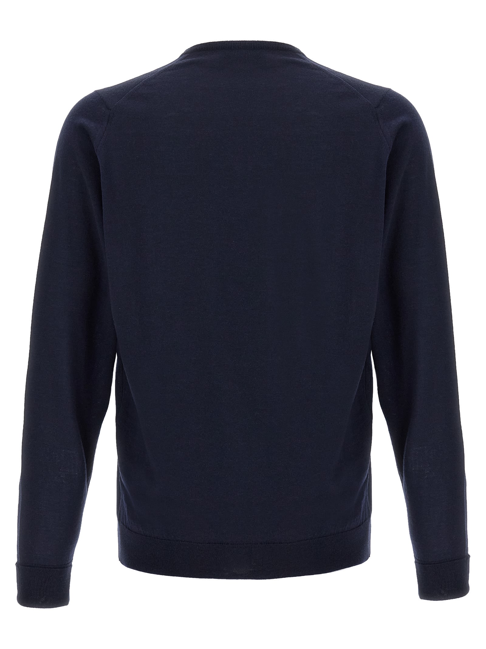 John Smedley V-neck Sweater With Ribbed Cuffs And Hem In Blue
