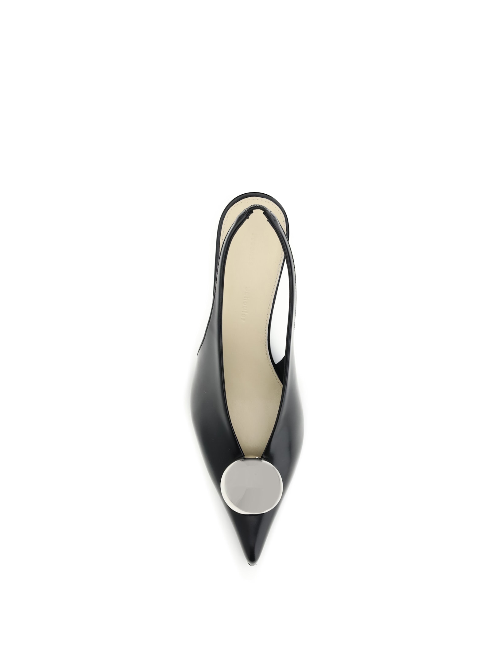 Proenza Schouler Dome Slash Slingbacks In Polished Calf In Black