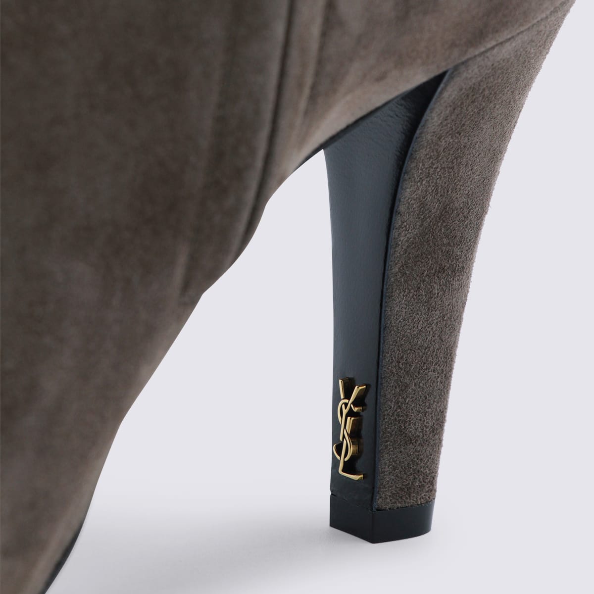 Saint Laurent Grey Leather Boots In Gray