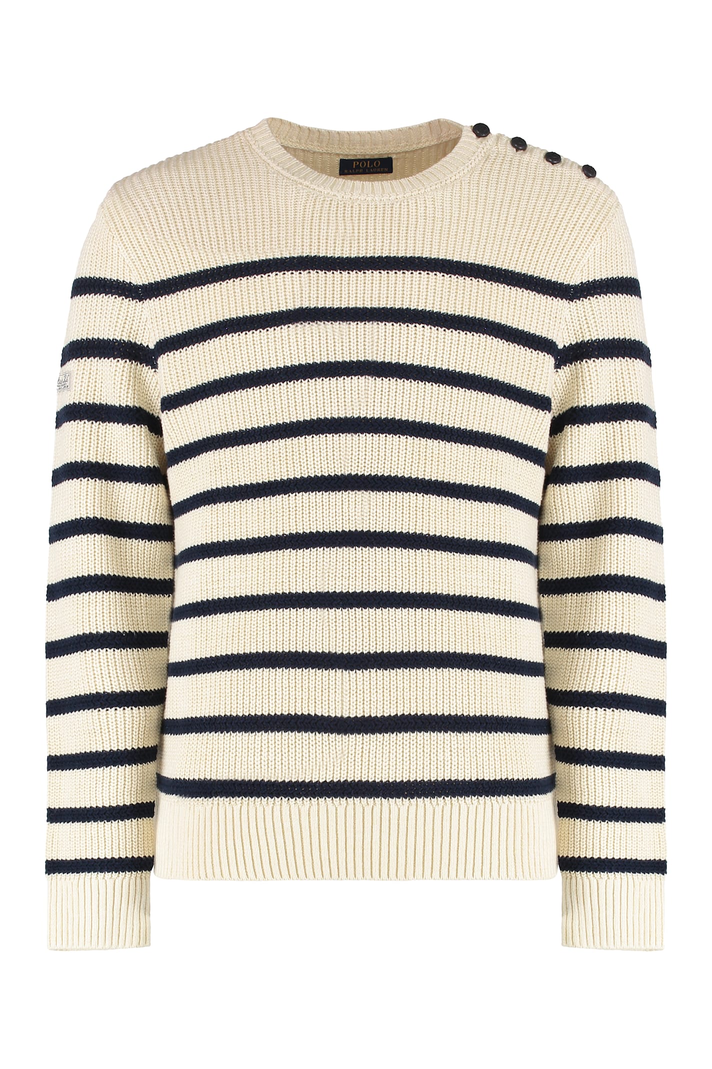 Shop Polo Ralph Lauren Long Sleeve Crew-neck Sweater In Panna