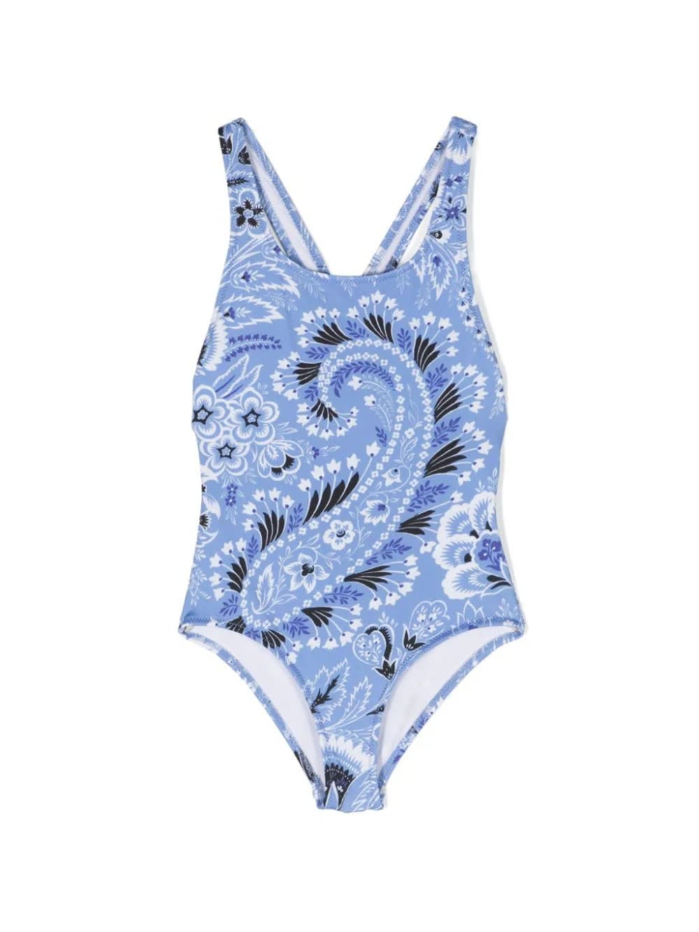 Shop Etro Light Blue Swimwear With Paisley Motif