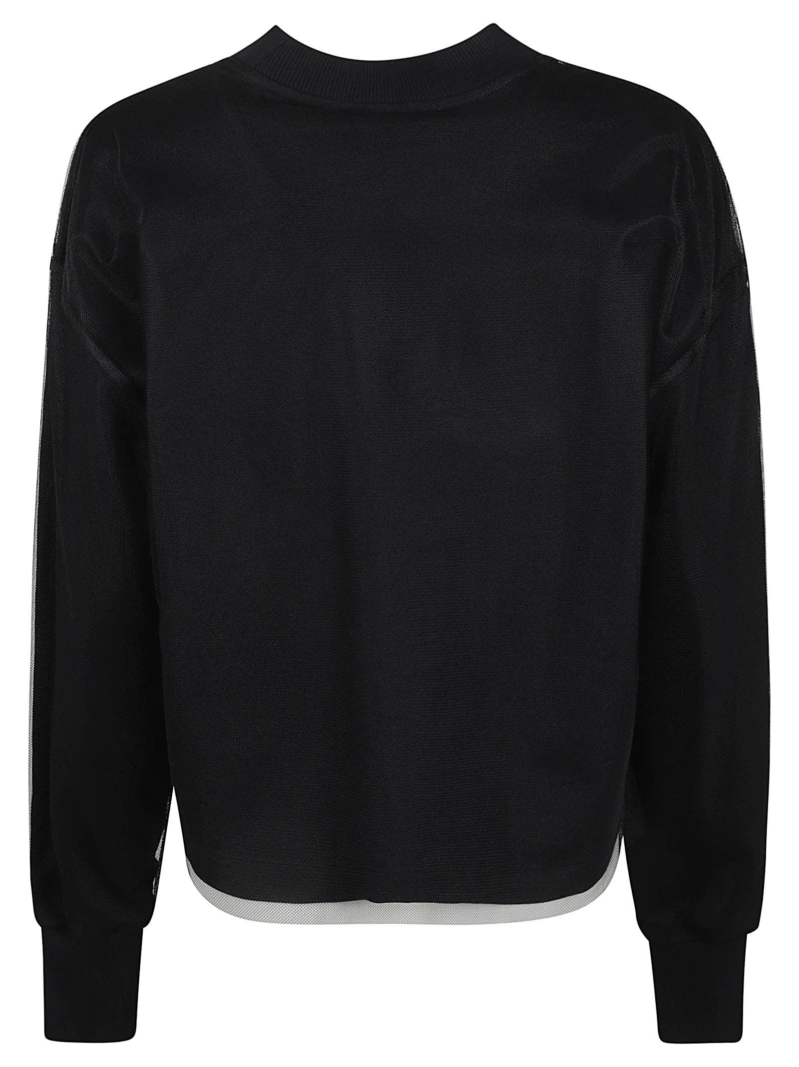 Shop Msgm Ruffled Hem Sweatshirt In Black