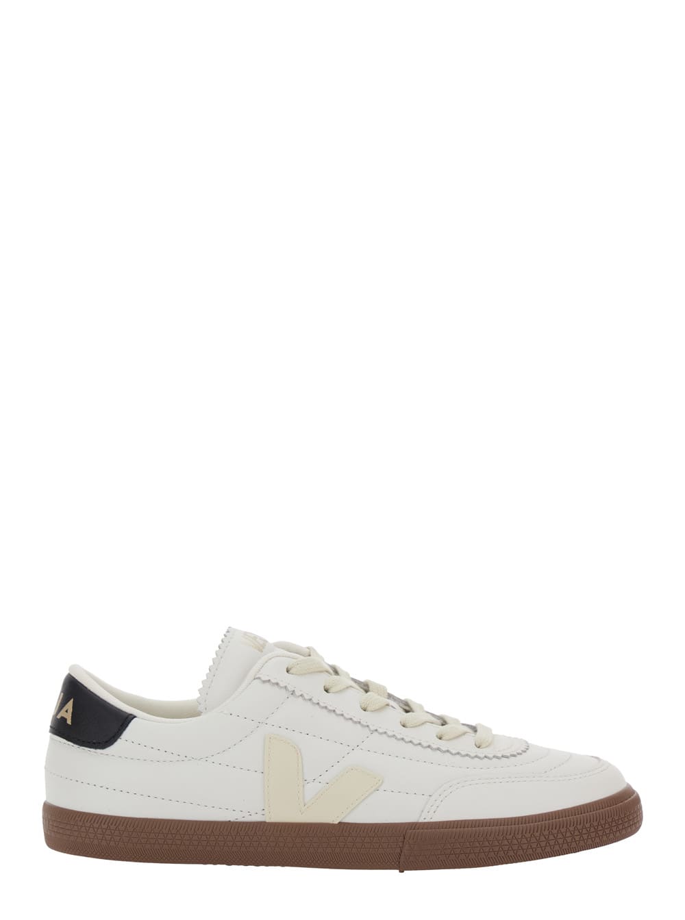 panenka White Low Top Sneakers With Logo Patch On The Side And Contrasting Heel With Logo Lettering In Leather Unisex