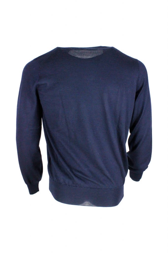 Shop Brunello Cucinelli Cashmere And Silk High V-neck Sweater In Blu