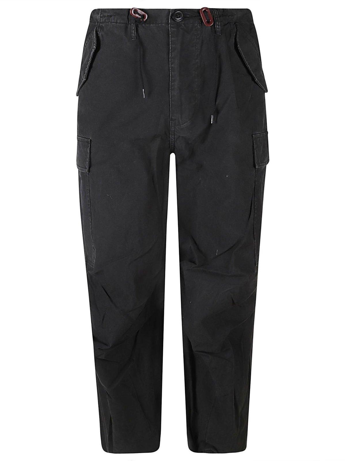 Shop R13 Balloon Army Tapered Leg Cargo Trousers In Black