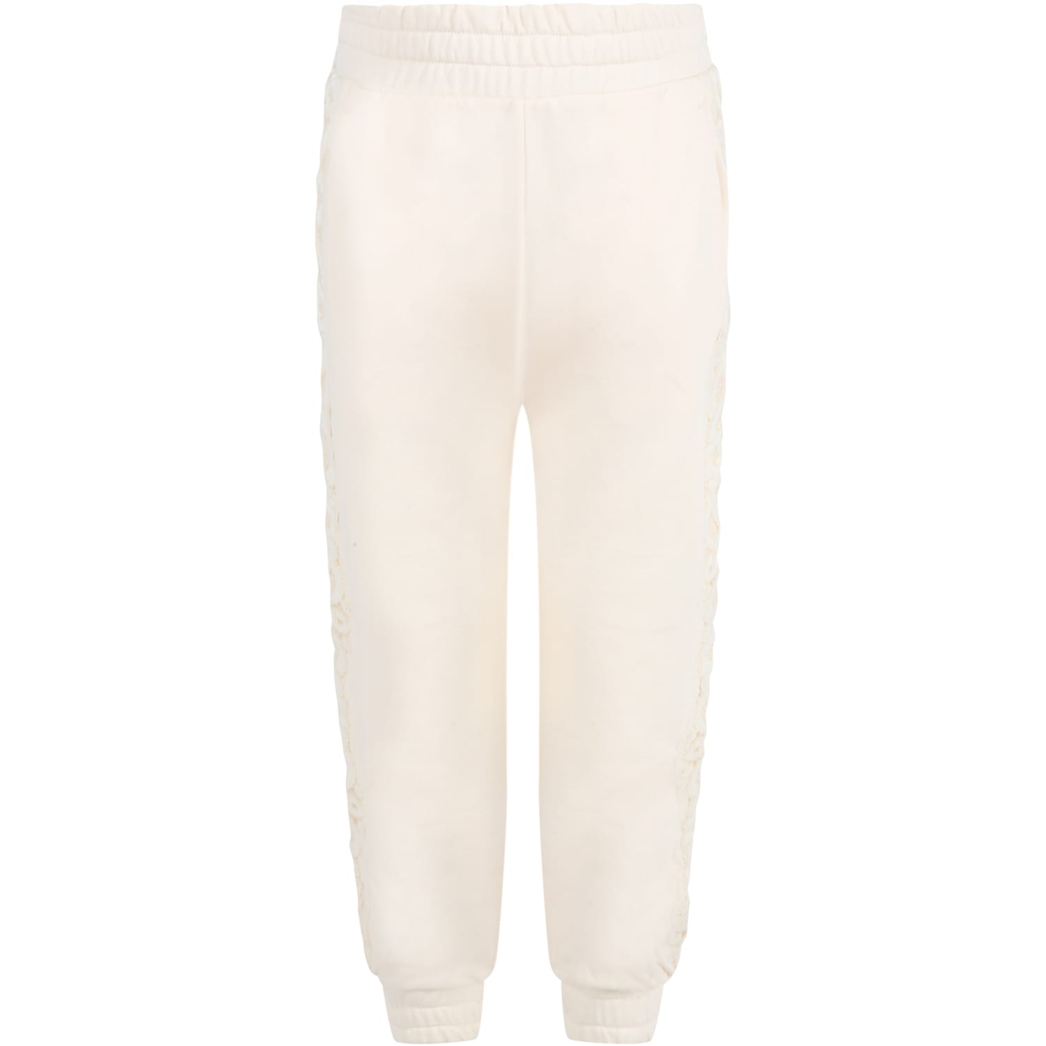 Ermanno Scervino Junior Pink Sweatpants For Girl With Logo Patch