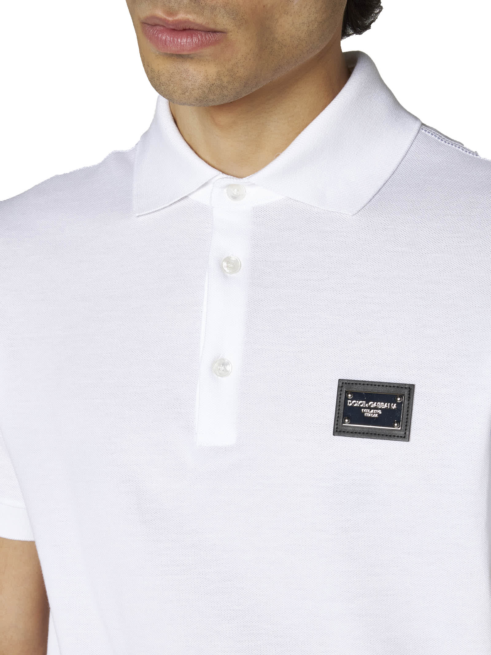 Dolce & Gabbana White Collared Short Sleeves Polo Men T-shirt In White