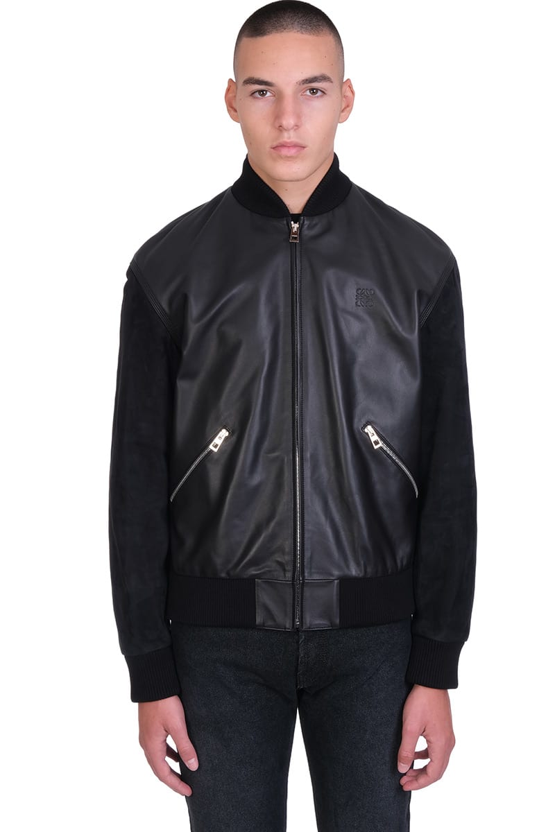 LOEWE LEATHER JACKET IN BLACK LEATHER,11634613