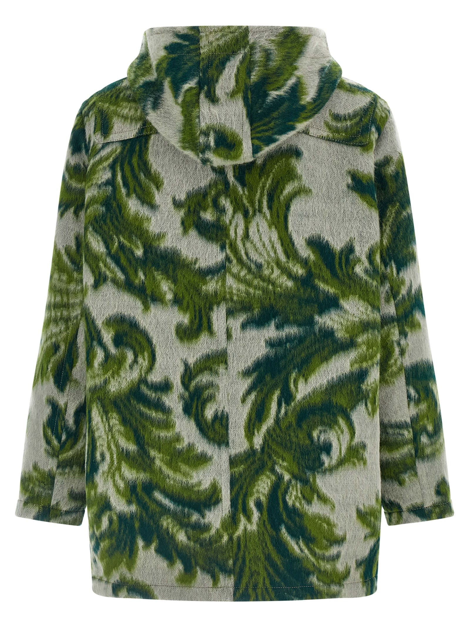 Etro Carded Wool Jacket Puffer Jackets Green In Green