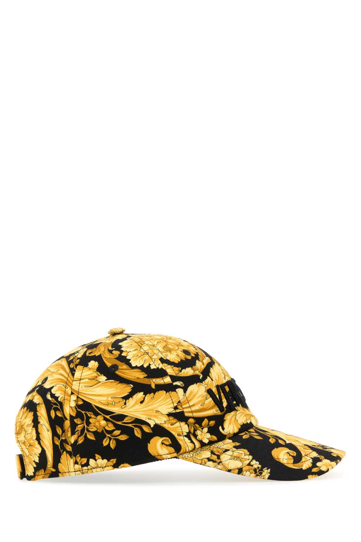 Shop Versace Embroidered Cotton Baseball Cap In Blackgoldblack