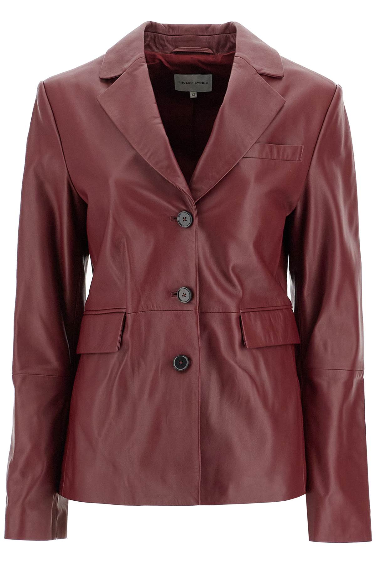 Shop Loulou Studio Aldo Leather Blazer In Burgundy (red)