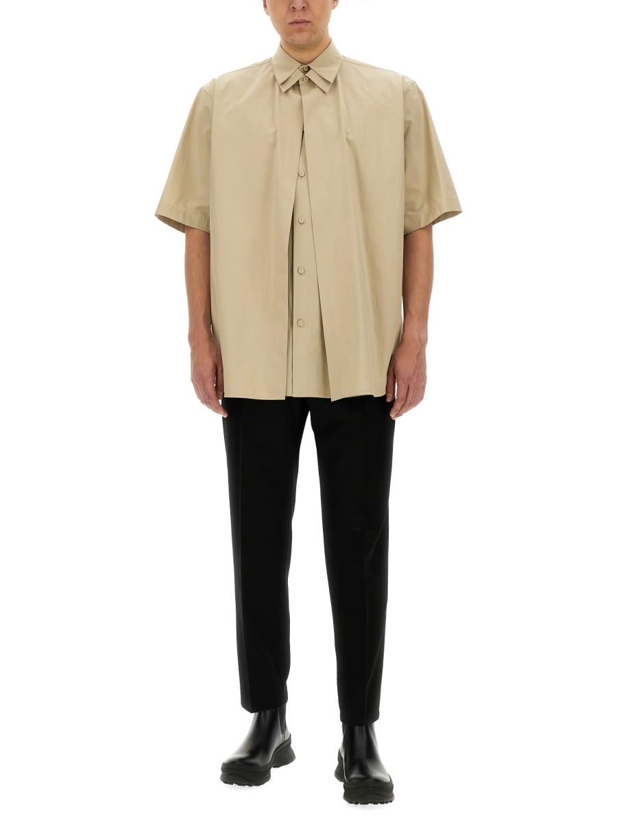 Shop Jil Sander Shirt With Double Layer Design In Beige