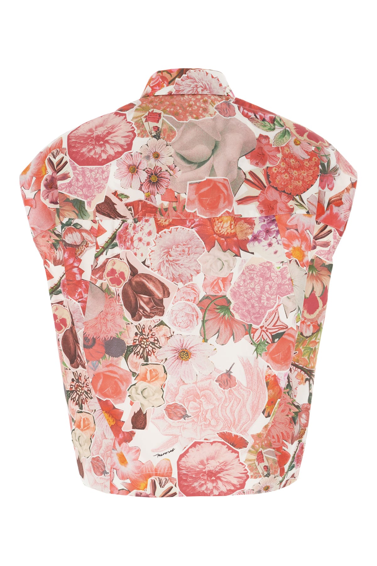 Shop Marni Printed Poplin Sleeveless Shirt In Pink Clematis