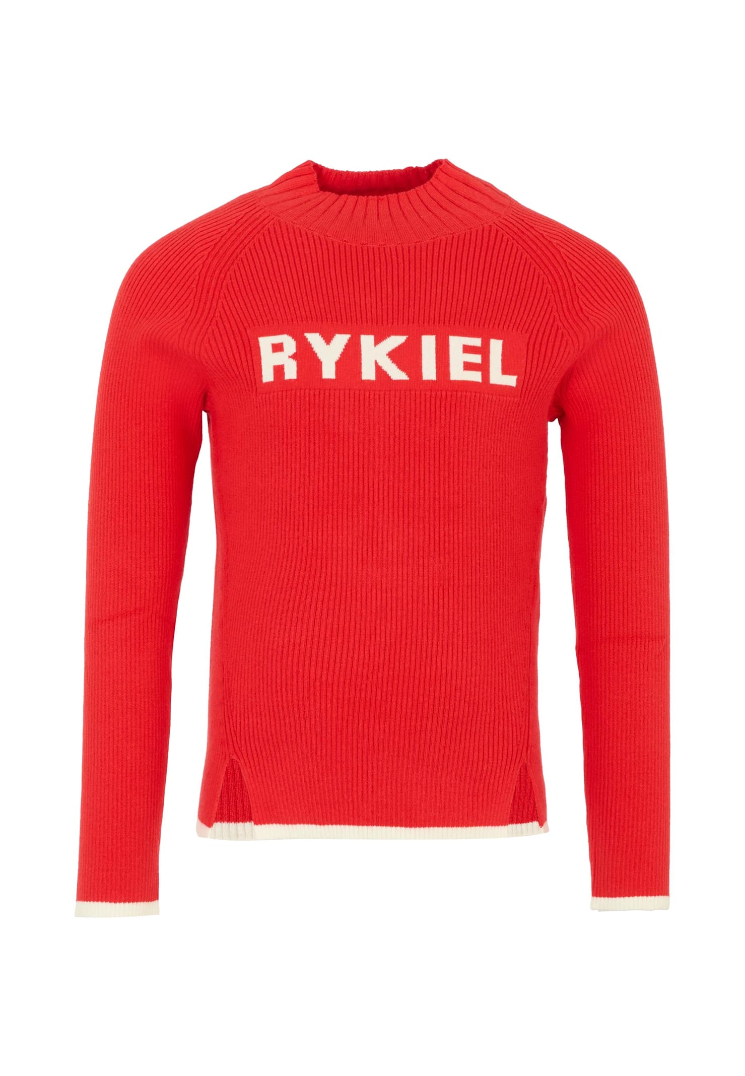 Rykiel Enfant Red Sweater For Girl With Logo In Red